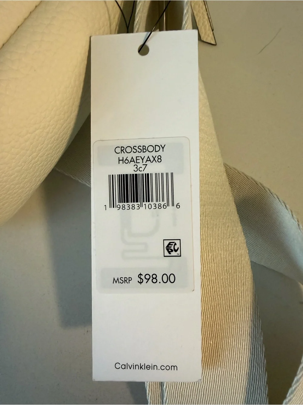 Calvin Klein Faux Leather Mini Crossbody Bag – Off-White / Cream NWT